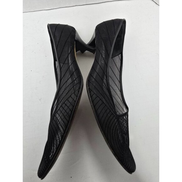 Vintage 80s 90s Black Mesh Prevata Pump High Heels Size 10 - Picture 2 of 16